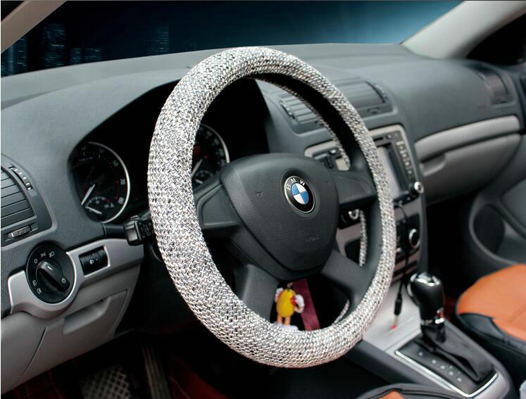 Calssic Universal Car Steering Wheel Covers for Flax 15 inch 38CM - Gray