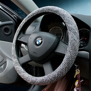 Calssic Universal Car Steering Wheel Covers for Flax 15 inch 38CM - Gray