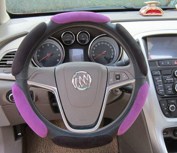 Calssic Universal Car Steering Wheels Covers Suedette Leather 15 Inch - Black Purple