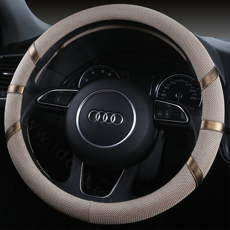 Classic Man Universal Auto Steering Wheel Covers for Flax 15 inch 38CM - Beige