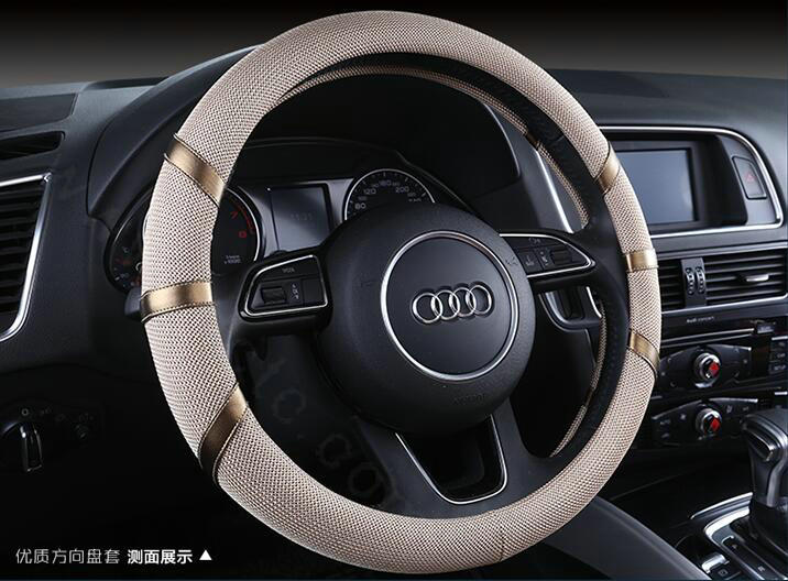 Classic Man Universal Auto Steering Wheel Covers for Flax 15 inch 38CM - Beige