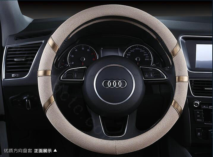 Classic Man Universal Auto Steering Wheel Covers for Flax 15 inch 38CM - Beige