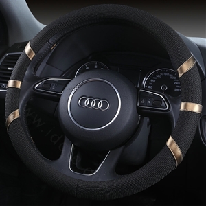 Classic Man Universal Auto Steering Wheel Covers for Flax 15 inch 38CM - Black Gold