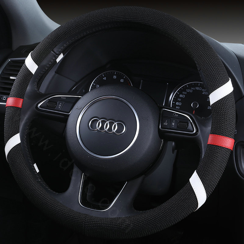 Classic Man Universal Auto Steering Wheel Covers for Flax 15 inch 38CM - Black White