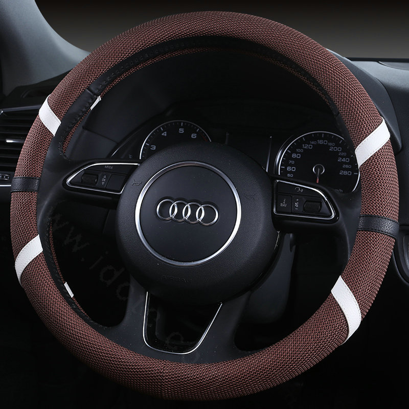 Classic Man Universal Auto Steering Wheel Covers for Flax 15 inch 38CM - Coffee