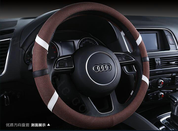 Classic Man Universal Auto Steering Wheel Covers for Flax 15 inch 38CM - Coffee