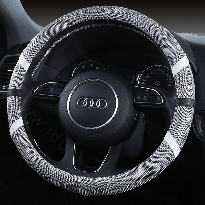 Classic Man Universal Auto Steering Wheel Covers for Flax 15 inch 38CM - Gray