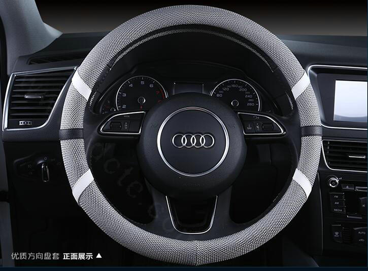 Classic Man Universal Auto Steering Wheel Covers for Flax 15 inch 38CM - Gray