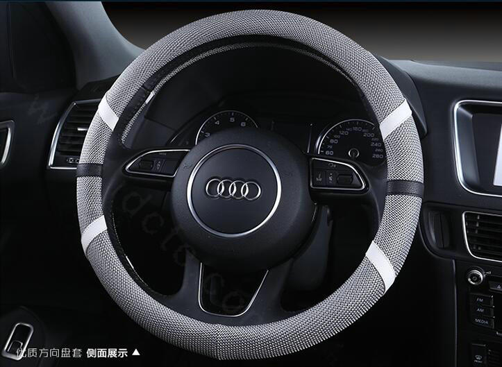 Classic Man Universal Auto Steering Wheel Covers for Flax 15 inch 38CM - Gray