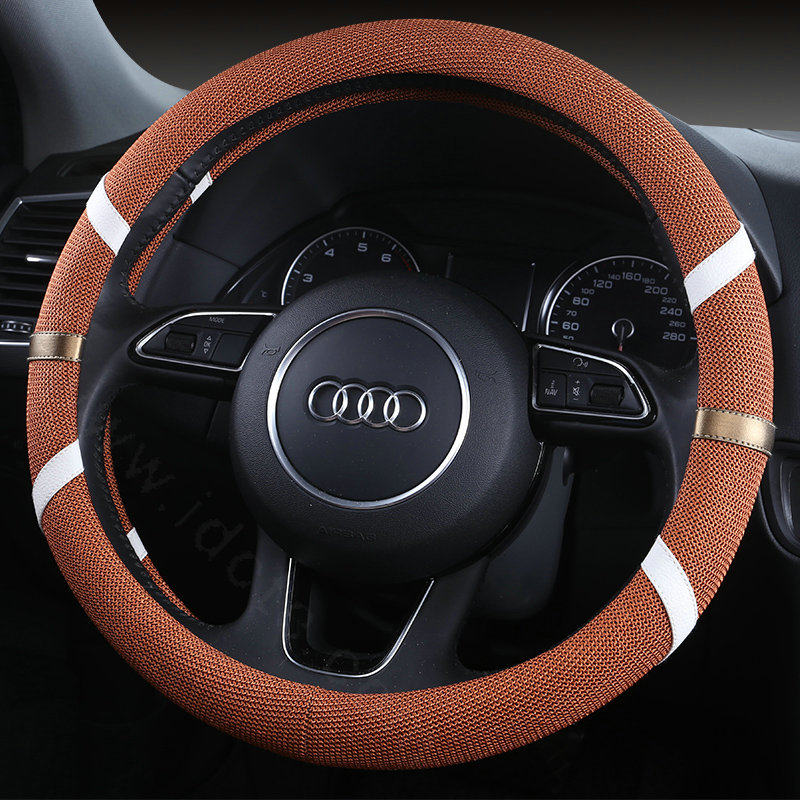 Classic Man Universal Auto Steering Wheel Covers for Flax 15 inch 38CM - Orange White