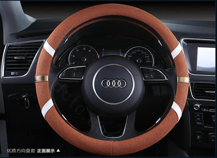 Classic Man Universal Auto Steering Wheel Covers for Flax 15 inch 38CM - Orange White