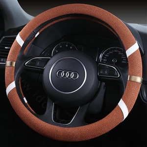 Classic Man Universal Auto Steering Wheel Covers for Flax 15 inch 38CM - Orange White