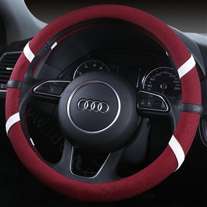 Classic Man Universal Auto Steering Wheel Covers for Flax 15 inch 38CM - Red