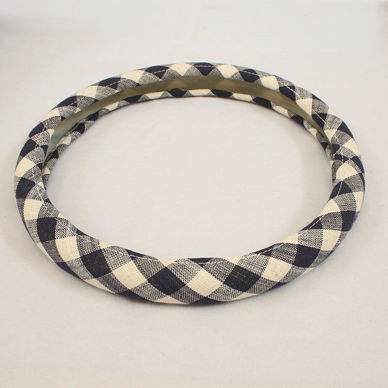 Classic Plaid Universal Car Steering Wheel Covers for Flax 15 inch 38CM - Dark blue