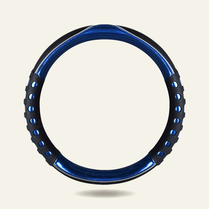 Cool Hollow Glitter Car Steering Wheel Covers Bright PU Leather 15 inch 38CM - Blue