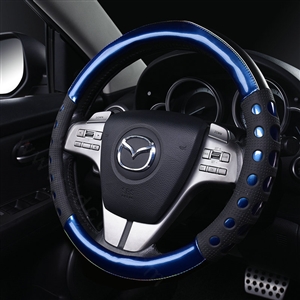 Cool Hollow Glitter Car Steering Wheel Covers Bright PU Leather 15 inch 38CM - Blue