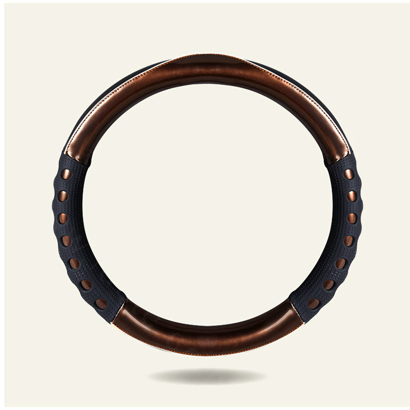 Cool Hollow Glitter Car Steering Wheel Covers Bright PU Leather 15 inch 38CM - Gold