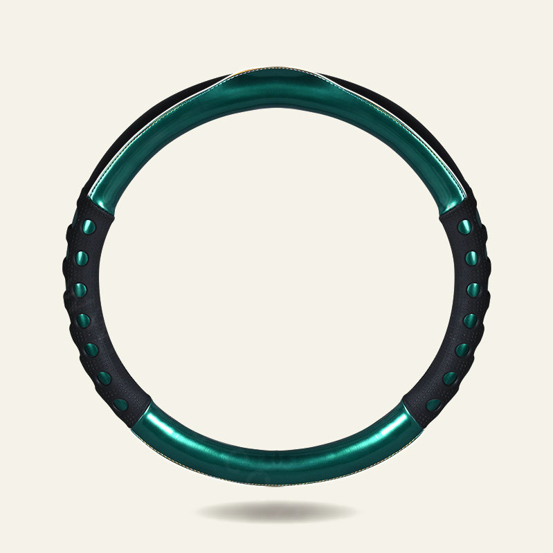 Cool Hollow Glitter Car Steering Wheel Covers Bright PU Leather 15 inch 38CM - Green