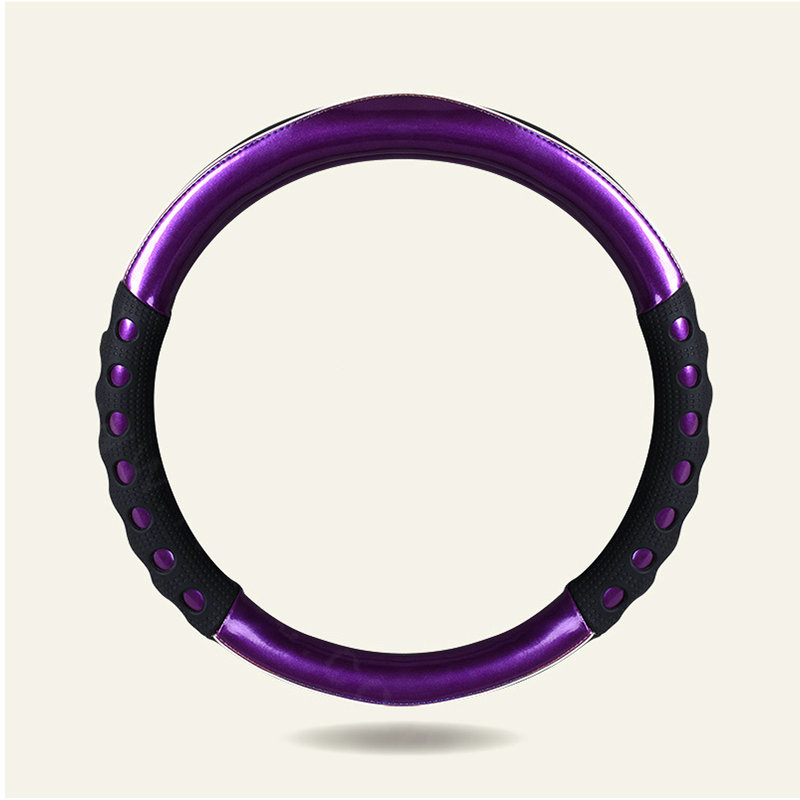 Cool Hollow Glitter Car Steering Wheel Covers Bright PU Leather 15 inch 38CM - Purple