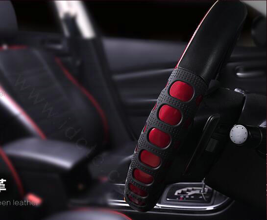 Cool Hollow Glitter Car Steering Wheel Covers Bright PU Leather 15 inch 38CM - Red