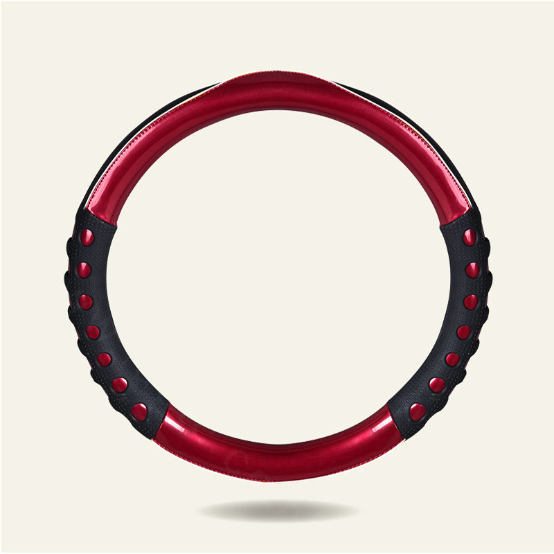 Cool Hollow Glitter Car Steering Wheel Covers Bright PU Leather 15 inch 38CM - Red