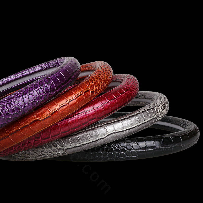 Crocodilian Grain Glitter PU Leather Vehicle Steering Wheel Covers 15 inch 38CM - Orange