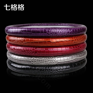 Crocodilian Grain Glitter PU Leather Vehicle Steering Wheel Covers 15 inch 38CM - Orange