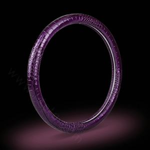 Crocodilian Grain Glitter PU Leather Vehicle Steering Wheel Covers 15 inch 38CM - Purple