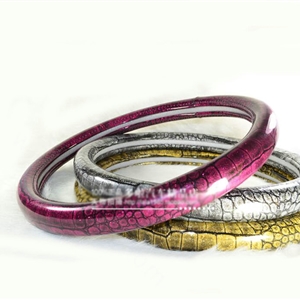 Crocodilian Grain Glitter PU Leather Vehicle Steering Wheel Covers 15 inch 38CM - Rose