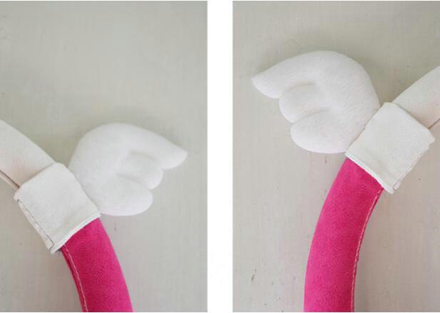 Cute Angel Wings Suedette Universal Car Steering Wheels Covers 15 Inch - Rose White