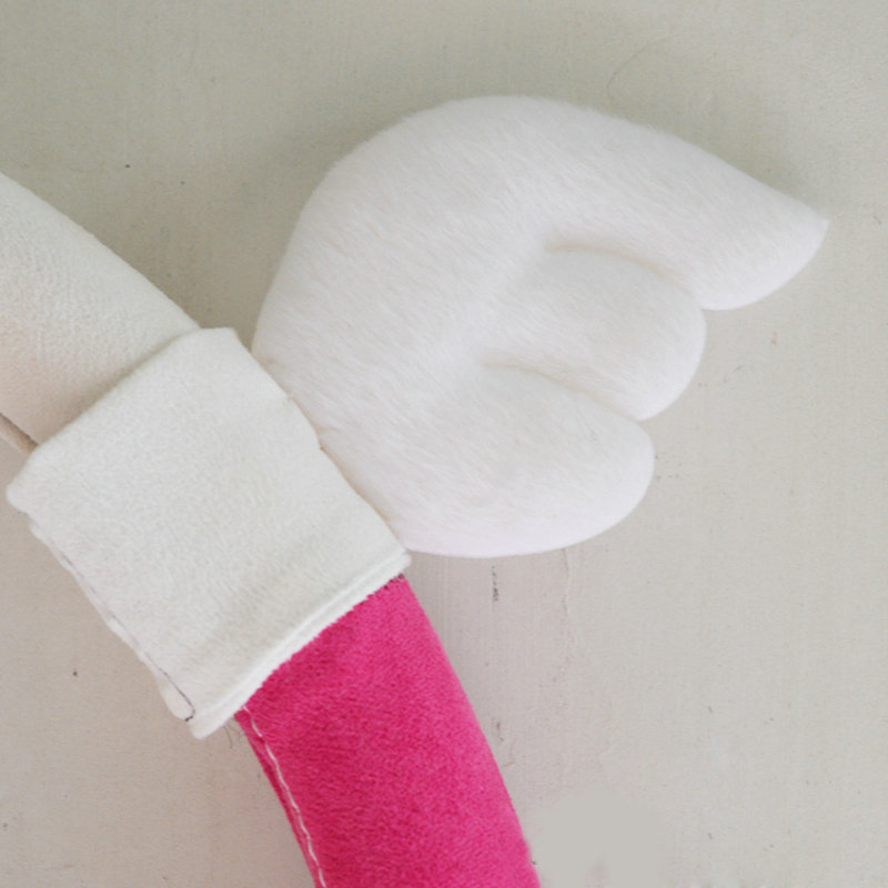 Cute Angel Wings Suedette Universal Car Steering Wheels Covers 15 Inch - Rose White