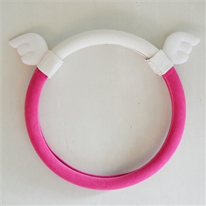 Cute Angel Wings Suedette Universal Car Steering Wheels Covers 15 Inch - Rose White