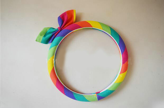 Cute Bowknot Flax Universal Elastic Auto Steering Wheel Covers 15 inch 38CM - Colour