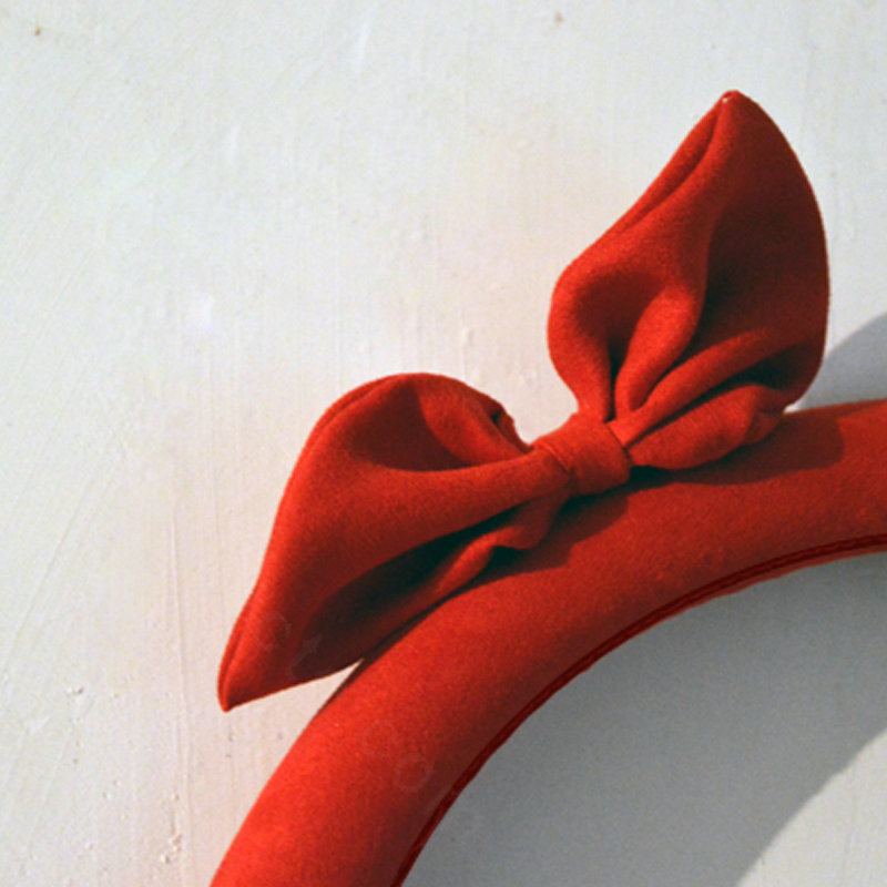 Cute Bowknot Suedette Universal Car Steering Wheels Covers 15 Inch - Red