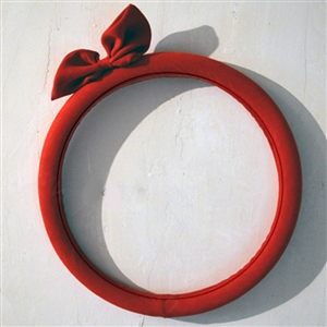 Cute Bowknot Suedette Universal Car Steering Wheels Covers 15 Inch - Red