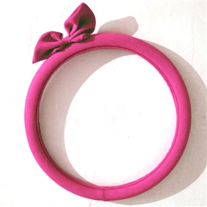 Cute Bowknot Suedette Universal Car Steering Wheels Covers 15 Inch - Rose