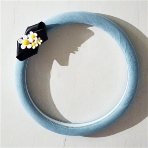 Cute Daisy Suedette Universal Car Steering Wheels Covers 15 Inch - Blue