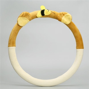 Cute Honeybee Universal Car Steering Wheel Covers Short Plush 15 inch - Yellow