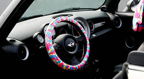 Fashion Female Camo Universal Car Steering Wheel Covers PVC 15 inch - Red Blue