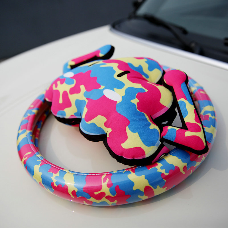 Fashion Female Camo Universal Car Steering Wheel Covers PVC 15 inch - Red Blue