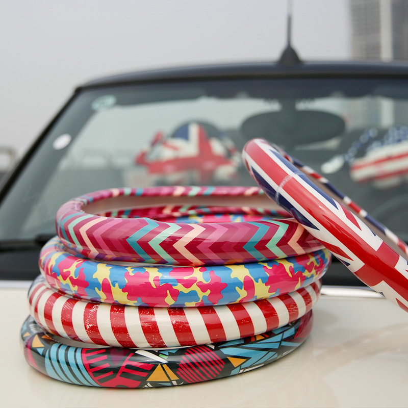 Fashion Female Camo Universal Car Steering Wheel Covers PVC 15 inch - Red Blue