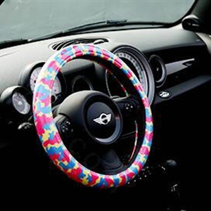 Fashion Female Camo Universal Car Steering Wheel Covers PVC 15 inch - Red Blue