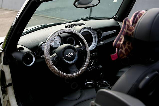 Fashion Female Leopard Print Universal Car Steering Wheel Covers PVC 15 inch - Brown
