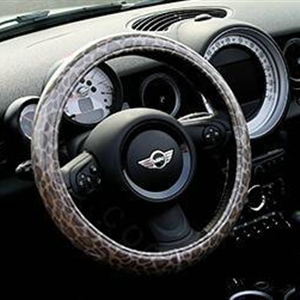Fashion Female Leopard Print Universal Car Steering Wheel Covers PVC 15 inch - Brown