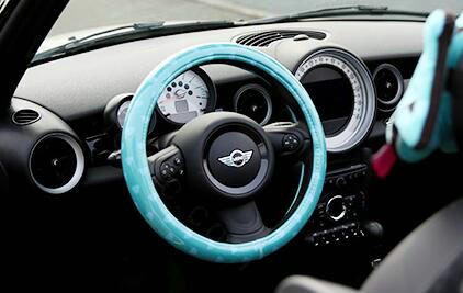 Fashion Female Polka dot Universal Car Steering Wheel Covers PVC 15 inch - Blue