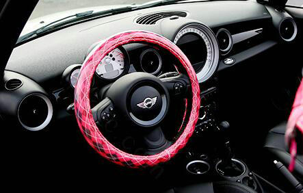 Fashion Female Rhombus Universal Car Steering Wheel Covers PVC 15 inch - Rose