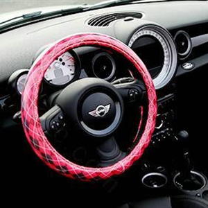 Fashion Female Rhombus Universal Car Steering Wheel Covers PVC 15 inch - Rose
