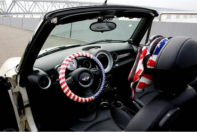 Fashion Female US Flag Universal Car Steering Wheel Covers PVC 15 inch - Red Blue