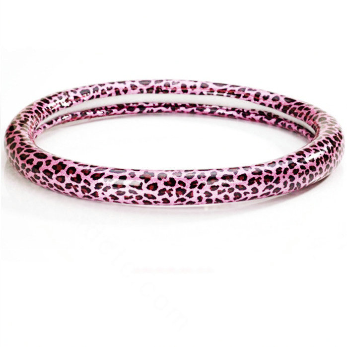 Fashion Leopard Glitter PU Leather Car Steering Wheel Covers 15 inch 38CM - Pink