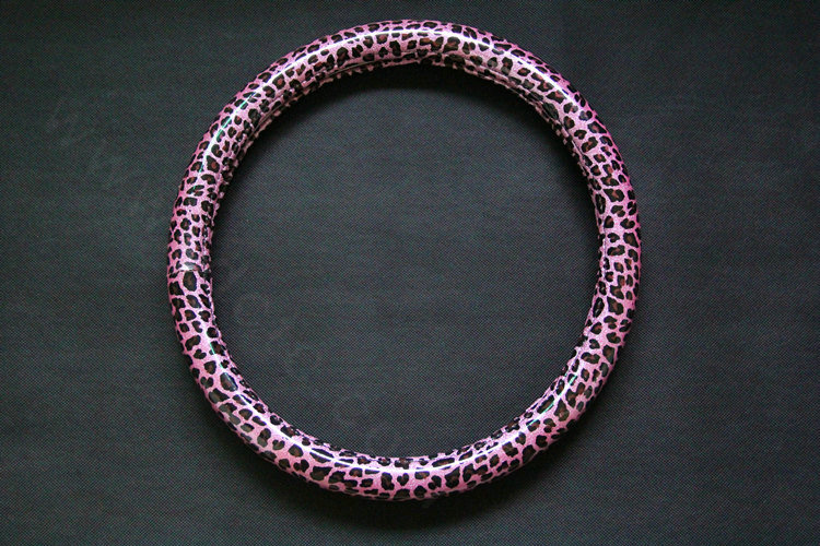 Fashion Leopard Glitter PU Leather Car Steering Wheel Covers 15 inch 38CM - Pink